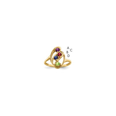 14k Genuine 4 Stone Mother's Ring