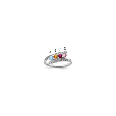 14K White Gold Family Jewelry Diamond Semi-Set Ring