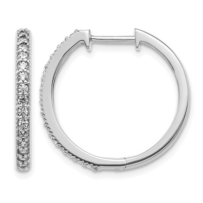 14k White Gold Diamond Milgrain Hinged Hoop Earrings