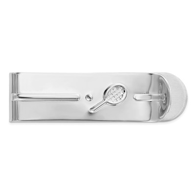 Sterling Silver Rhodium-plated Tennis Racquet Money Clip