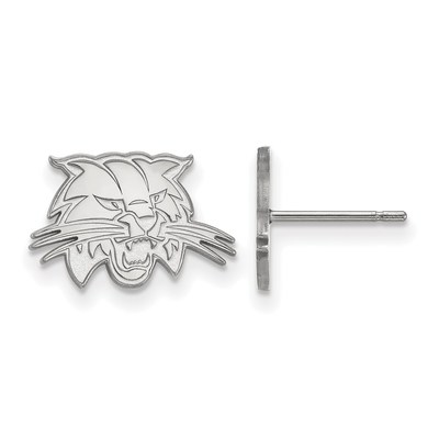 Sterling Silver Rhodium-plated LogoArt Ohio University Bobcat Extra Small Post Earrings