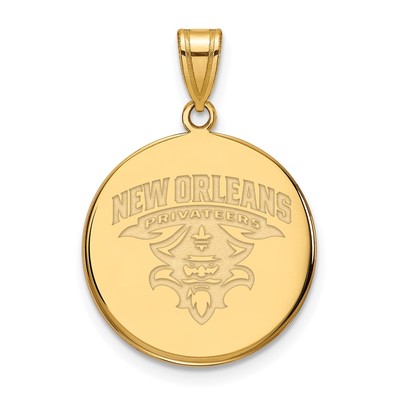 10k Gold LogoArt University of New Orleans U-N-O Large Disc Pendant