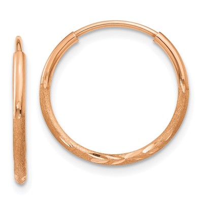 14k Rose Gold 1.20mm Diamond-cut Endless Hoop Earring