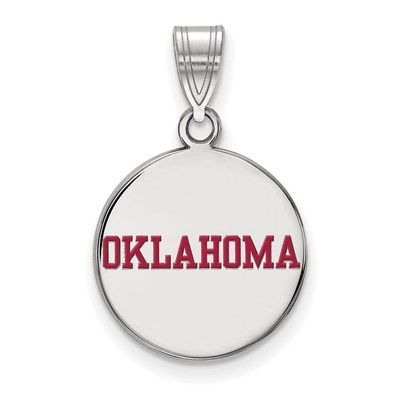 Sterling Silver Rhod-pltd LogoArt U. of Oklahoma Med Enamel Pendant