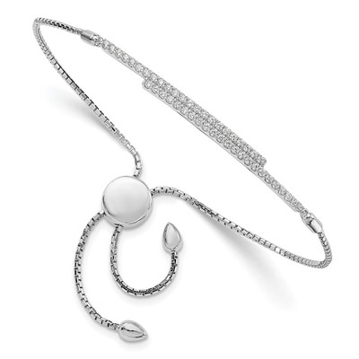 Brilliant Embers Sterling Silver Rhodium-plated 46 Stone Micro Pav? CZ Adjustable Bracelet