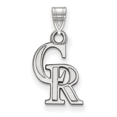 10k White Gold Major League Baseball LogoArt Colorado Rockies C-R Small Pendant