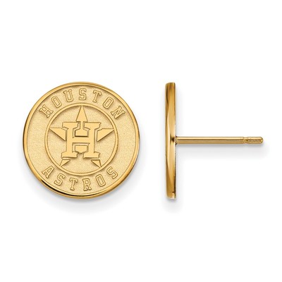 14k Gold MLB LogoArt Houston Astros Circle Small Post Earrings