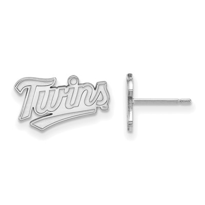 14k White Gold Major League Baseball LogoArt Minnesota Twins T-C Extra Small Post Earrings