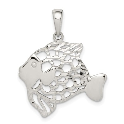 Sterling Silver Diamond-cut Fish Pendant