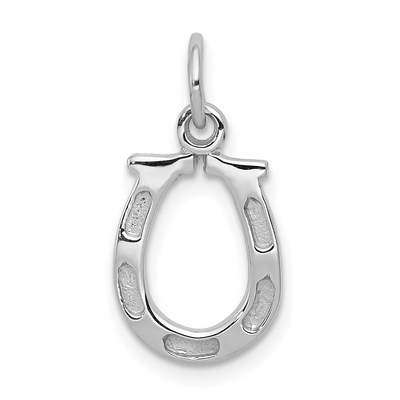 14k White Gold Solid Polished Horseshoe Charm