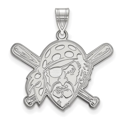 Sterling Silver Rhodium-plated MLB LogoArt Pittsburgh Pirates Buccaneer Large Pendant