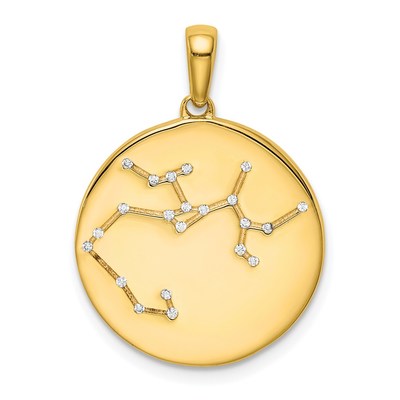Sterling Silver Gold-plated & CZ Sagittarius Zodiac Pendant