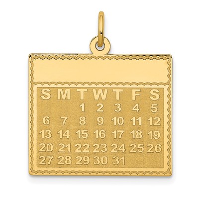 14k Tuesday the First Day Engravable Calendar Pendant