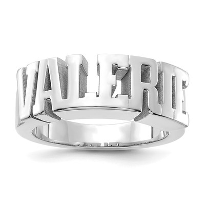 14k White Gold Cut-out Name Ring