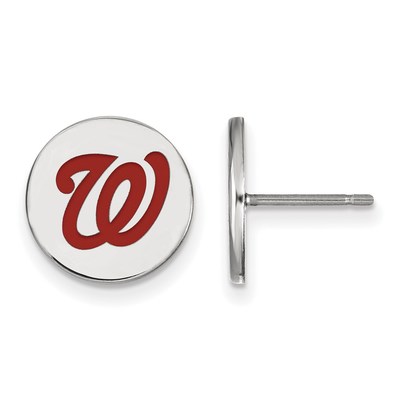 SS/Rh-p Major League Baseball LogoArt Washington Nationals Enamel Earrings