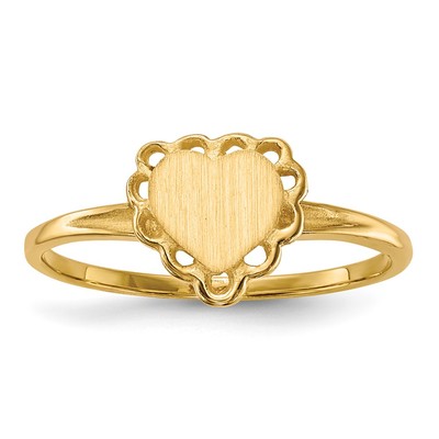 14k 6.5x6.0mm Open Back Heart Signet Ring