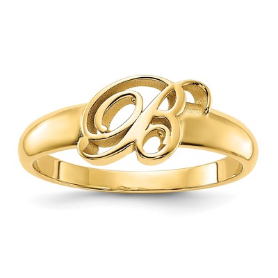 14k Yellow Gold Script Initial Ring