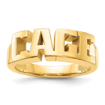14k Yellow Gold Cut-out Name Ring