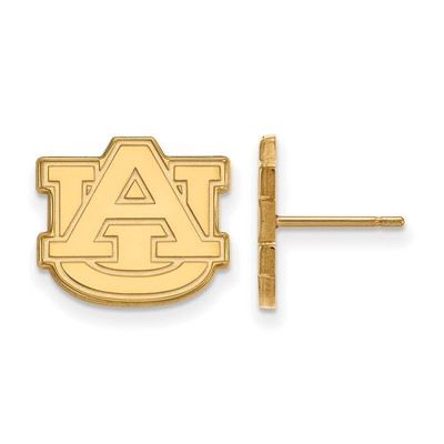 Sterling Silver Gold-plated LogoArt Auburn University A-U Small Post Earrings