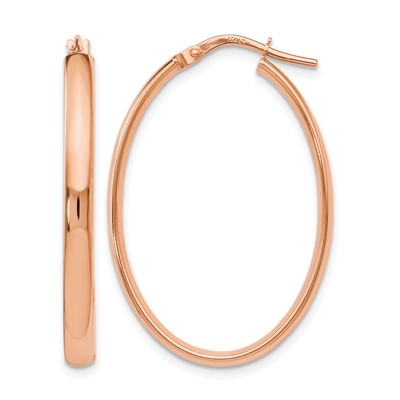 Leslie's 10K Rose Gold Polished Oval Hoop Earrings