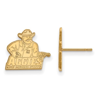 Sterling Silver Gold-plated LogoArt New Mexico State University Aggies Small Post Earrings