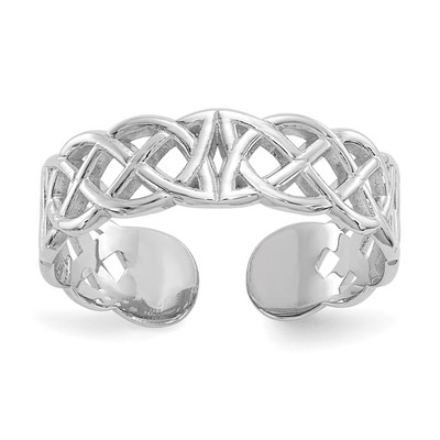 14k White Gold Polished w/ Design Toe Ring