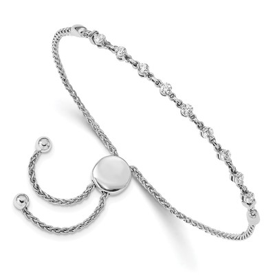 14k White Gold Polished Complete 1/2 carat VS Diamond Adjustable Bracelet