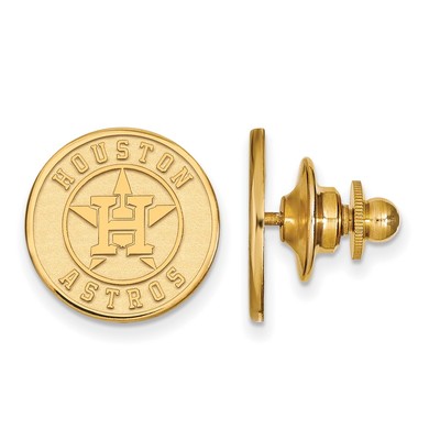 Sterling Silver Gold Plated Major League Baseball LogoArt Houston Astros Pin