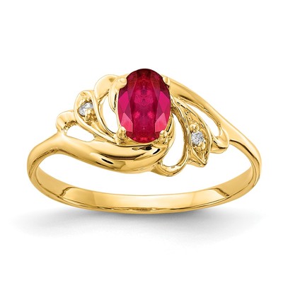 14k 6x4mm Oval Ruby VS Diamond ring