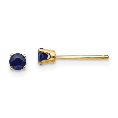 14k 3mm Round September/Sapphire Post Earrings