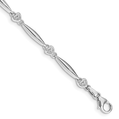 14k White Gold Diamond Heart Bracelet