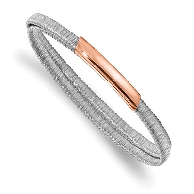 Sterling Silver & Rose-tone Mesh Flexible Slip-on Bracelet