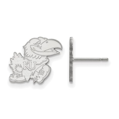 Sterling Silver Rhodium-plated LogoArt University of Kansas Jayhawk Small Post Earrings