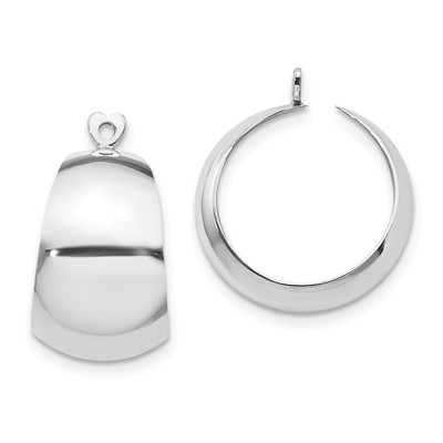 14k White Gold Polished Tapered Hoop Earring Jackets