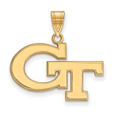 Sterling Silver Gold-plated LogoArt Georgia Institute of Technology G-T Medium Pendant