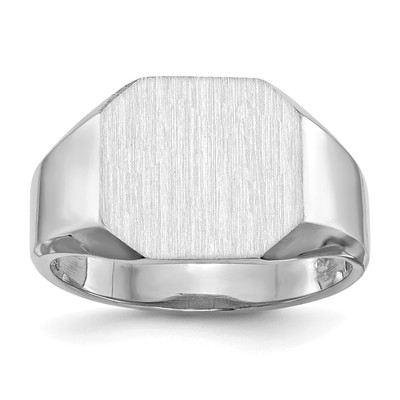 14k White Gold 12.5x11.5mm Open Back Signet Ring