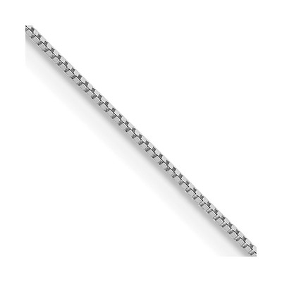 14K White Gold 24 inch Carded .5mm Box Link with Spring Ring Clasp Chain