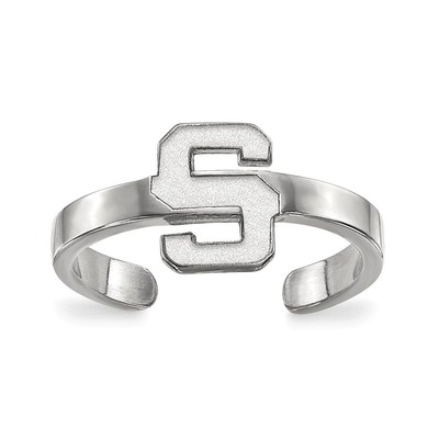 Sterling Silver Rhodium-plated LogoArt Michigan State University Letter S Toe Ring