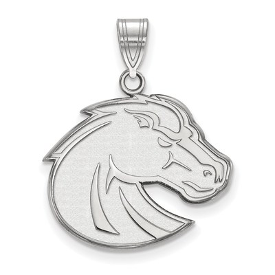 10k White Gold LogoArt Boise State University Bronco Large Pendant