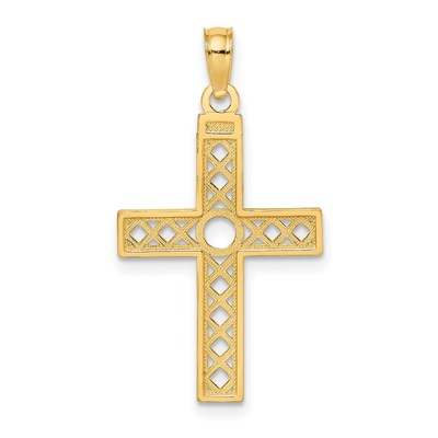 14K D/C and XO Pattern Cross Charm