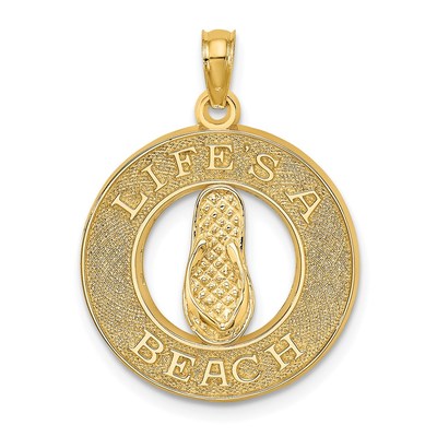 14K LIFES A BEACH Circle with Flip-Flop Charm