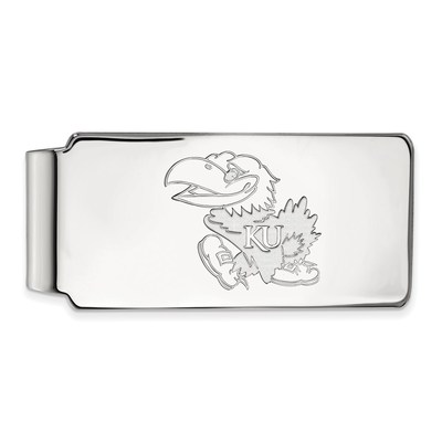 Sterling Silver Rhodium-plated LogoArt University of Kansas Jayhawk Money Clip