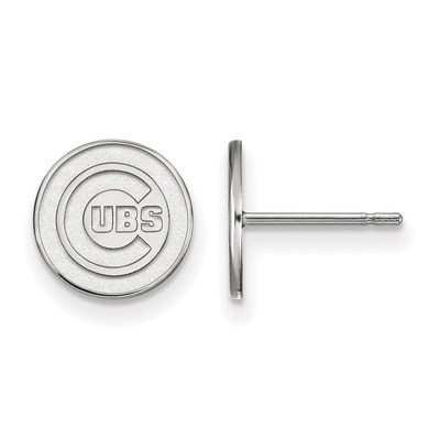 Sterling Silver Rhodium Plated Major League Baseball LogoArt Chicago Cubs Post Earrings