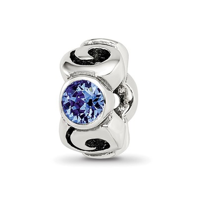 Sterling Silver Reflections Sept Blue Preciosa Crystal Birthstone Bead