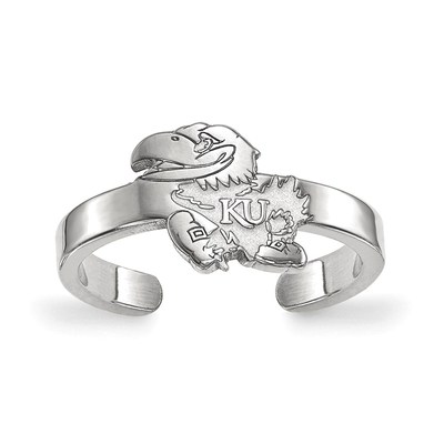 Sterling Silver Rhodium-plated LogoArt University of Kansas Jayhawk Toe Ring