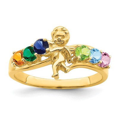 14k Genuine 6 Stone Mother's Ring