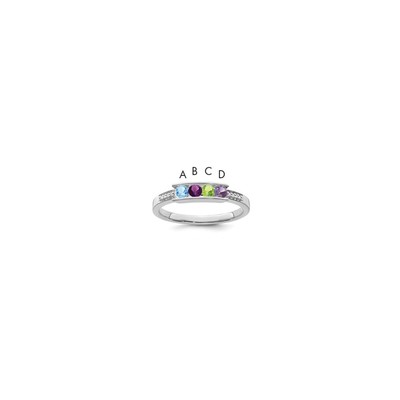 14K White Gold Family Jewelry Diamond Semi-Set Ring
