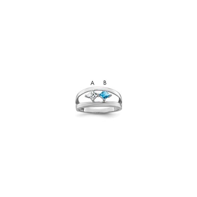 Sterling Silver Rhodium-plated Synthetic Family Jewelry Ring