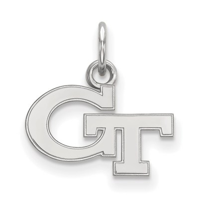 Sterling Silver Rhodium-plated LogoArt Georgia Institute of Technology G-T Extra Small Pendant