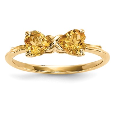 14k Polished November/Citrine Bow Size 7 Ring